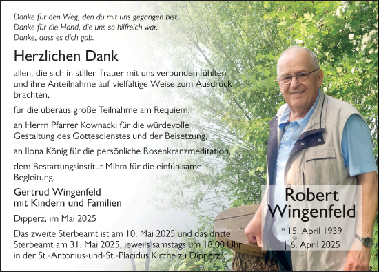 Traueranzeige von Robert Wingenfeld von FZ