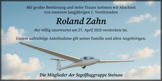 Traueranzeige von Roland Zahn von FZ