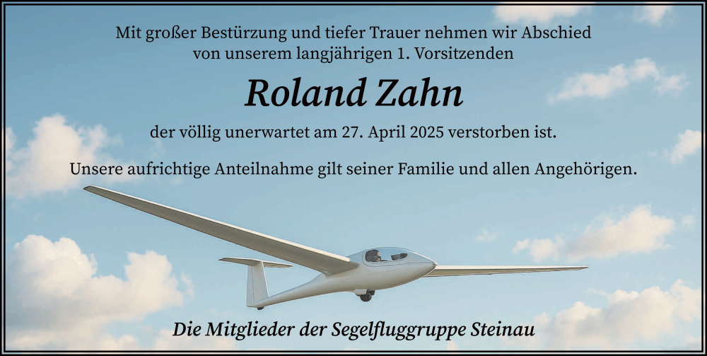  Traueranzeige für Roland Zahn vom 10.05.2025 aus FZ