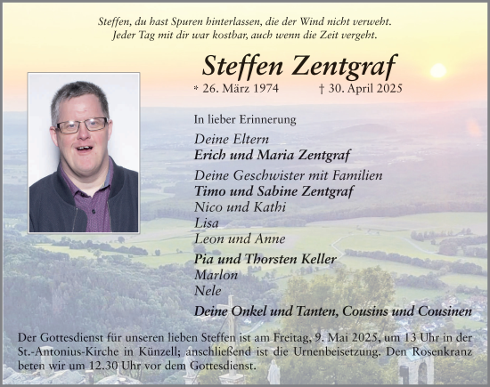Traueranzeige von Steffen Zentgraf von FZ