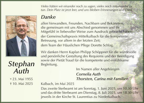 Traueranzeige von Stephan Auth von FZ