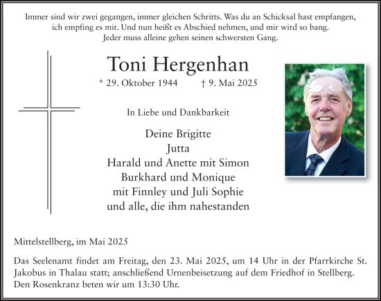 Traueranzeige von Toni Hergenhan von FZ