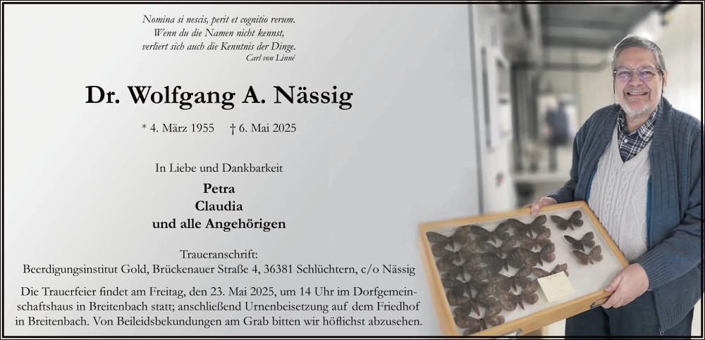 Traueranzeige für Wolfgang Nässig vom 17.05.2025 aus FZ