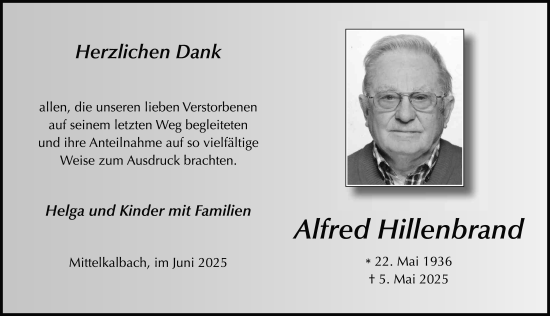 Traueranzeige von Alfred Hillenbrand von FZ