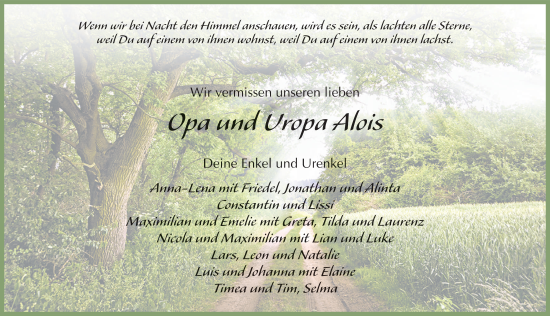 Traueranzeige von Alois Hack von FZ