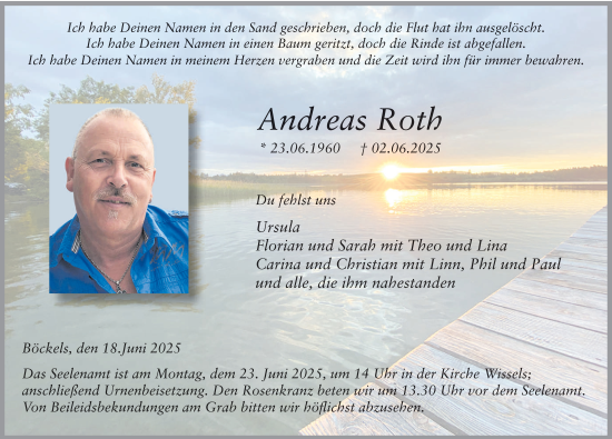 Traueranzeige von Andreas Roth von FZ