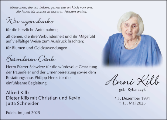 Traueranzeige von Anni Kilb von FZ