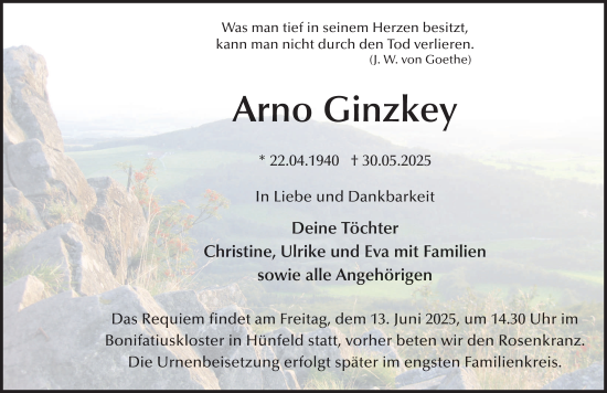 Traueranzeige von Arno Ginzkey von FZ