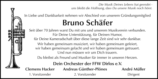 Traueranzeige von Bruno Schäfer von FZ