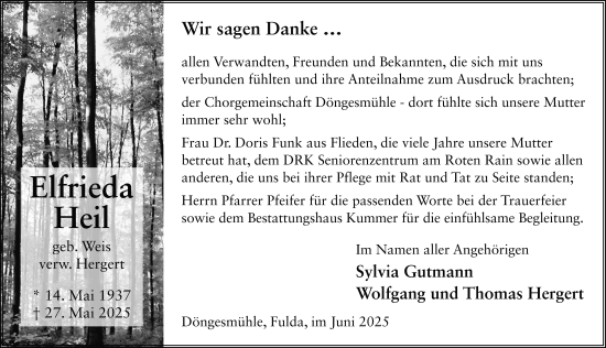 Traueranzeige von Elfrieda Heil von FZ