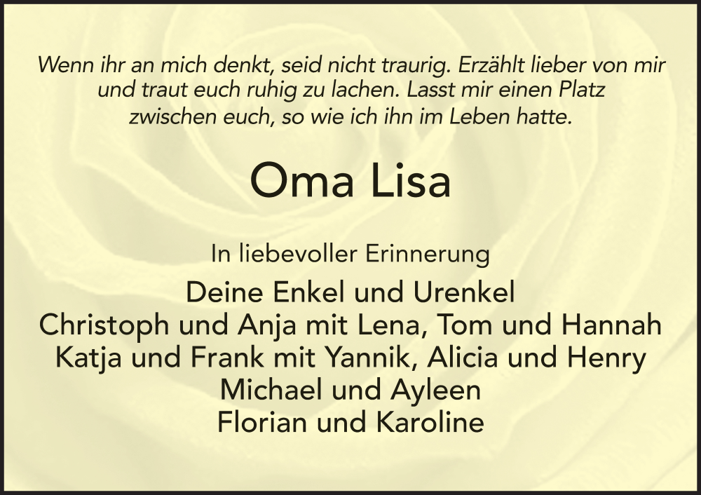  Traueranzeige für Elisa Frischkorn vom 28.06.2025 aus FZ