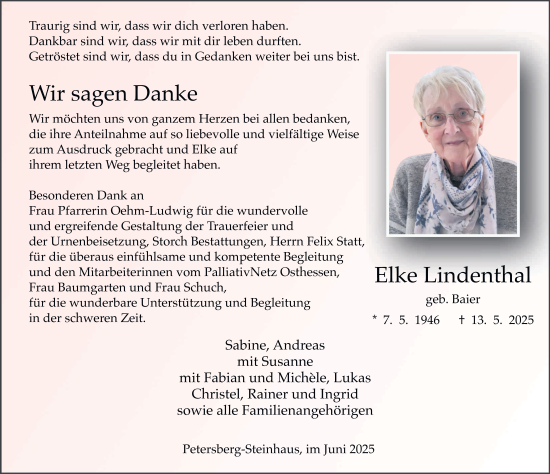 Traueranzeige von Elke Lindenthal von FZ