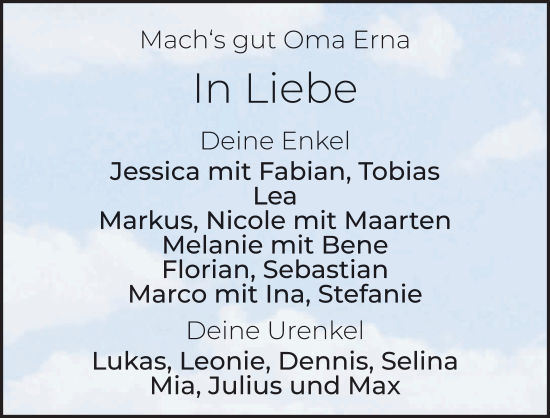 Traueranzeige von Erna Heil von FZ