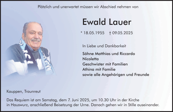 Traueranzeige von Ewald Lauer von FZ