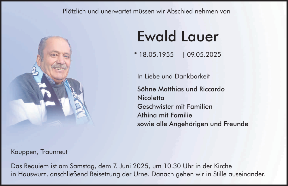  Traueranzeige für Ewald Lauer vom 04.06.2025 aus FZ