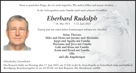 Traueranzeige von Eberhard Rudolf von FZ