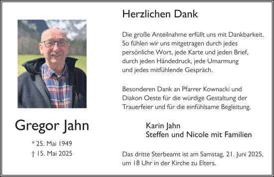 Traueranzeige von Gregor Jahn von FZ