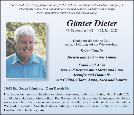 Traueranzeige von Günter Dieter von FZ