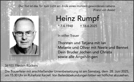 Traueranzeige von Heinz Rumpf von FZ
