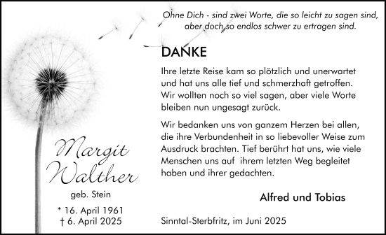 Traueranzeige von Margit Walther von FZ