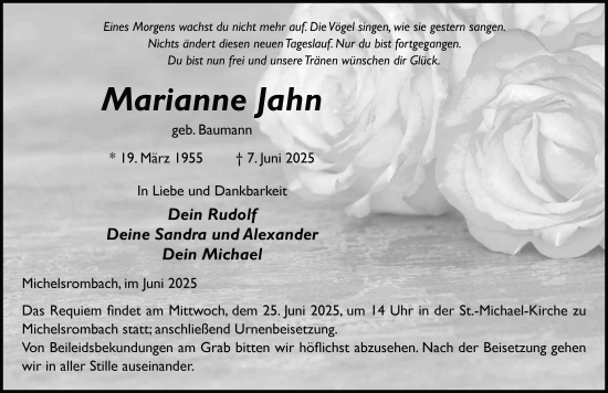 Traueranzeige von Marianne Jahn von FZ