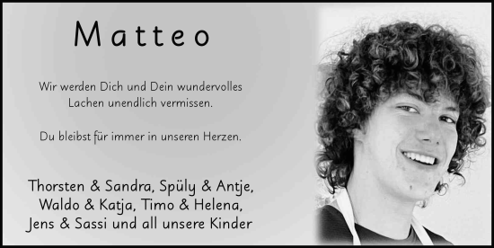 Traueranzeige von Matteo Diegelmann von FZ