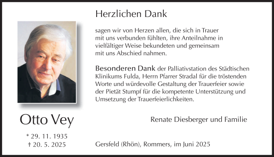 Traueranzeige von Otto Vey von FZ