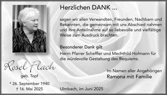 Traueranzeige von Rosel Flach von FZ