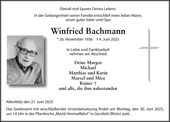 Traueranzeige von Winfried Bachmann von FZ