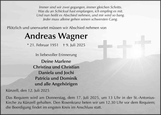 Traueranzeige von Andreas Wagner von FZ
