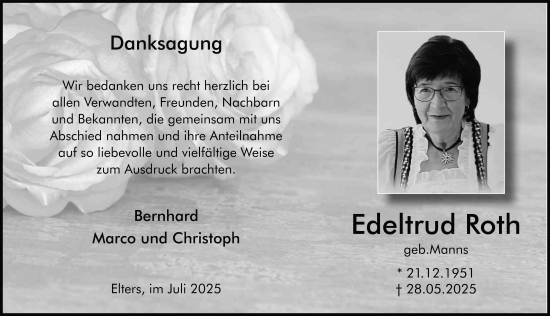 Traueranzeige von Edeltrud Roth von FZ
