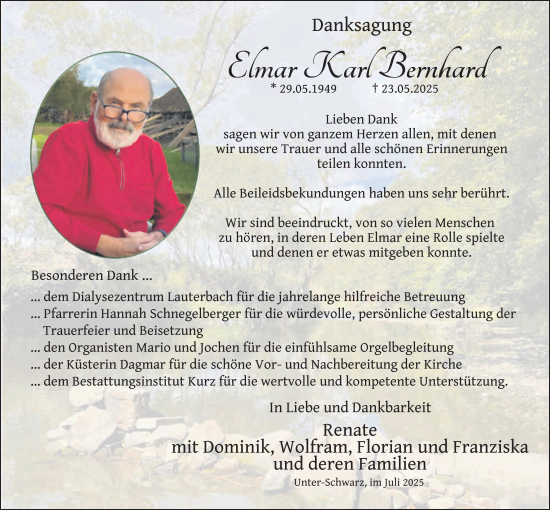 Traueranzeige von Elmar Karl Bernhard von FZ