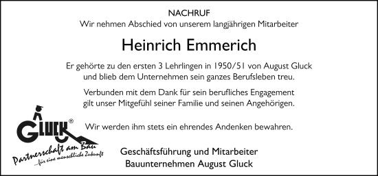 Traueranzeige von Heinrich Emmerich von FZ