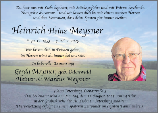 Traueranzeige von Heinrich Meysner von FZ