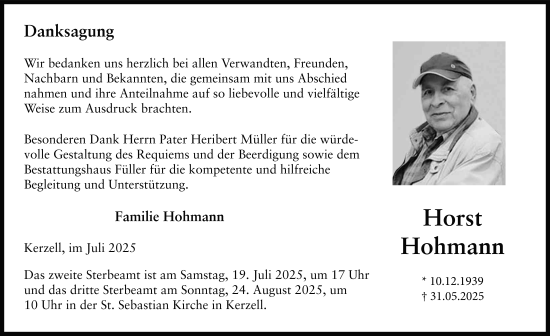Traueranzeige von Horst Hohmann von FZ