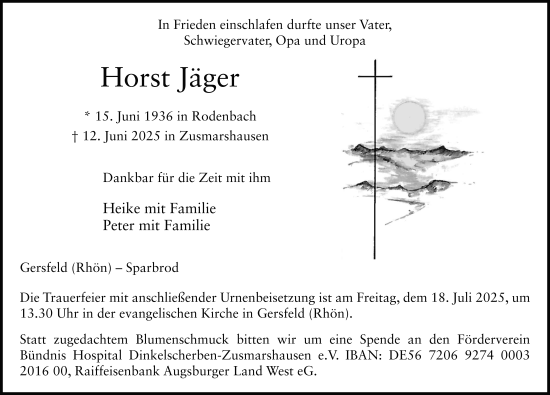 Traueranzeige von Horst Jäger von FZ