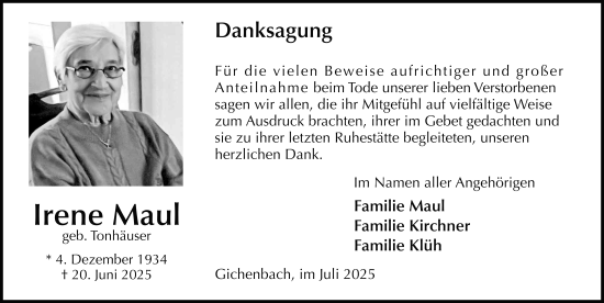 Traueranzeige von Irene Maul von FZ