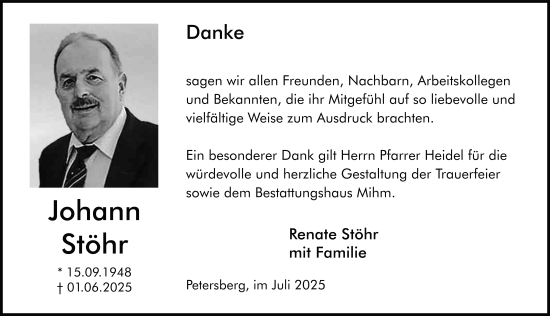 Traueranzeige von Johann Stöhr von FZ
