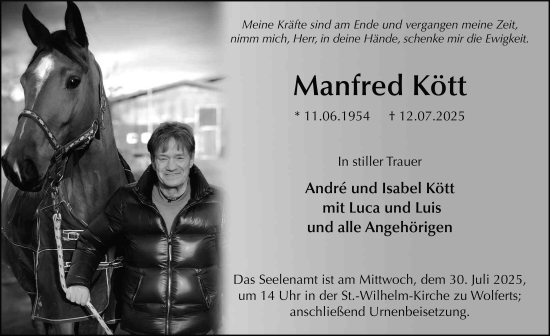 Traueranzeige von Manfred Kött von FZ