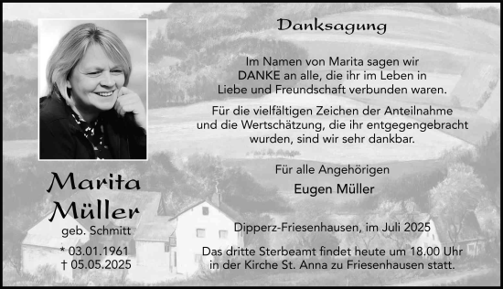 Traueranzeige von Marita Müller von FZ