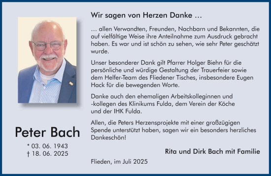 Traueranzeige von Peter Bach von FZ