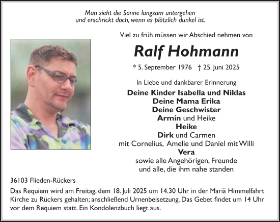 Traueranzeige von Ralf Hohmann von FZ