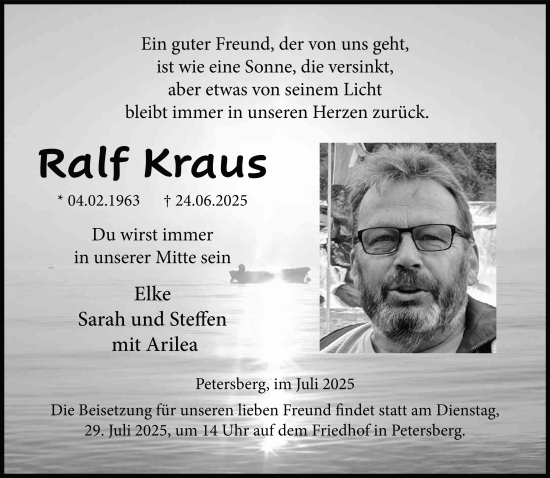 Traueranzeige von Ralf Kraus von FZ