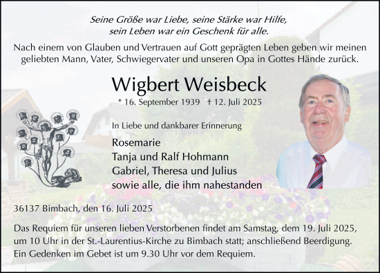 Traueranzeige von Wigbert Weisbeck von FZ