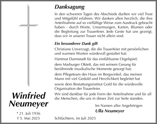 Traueranzeige von Winfried Neumeyer von FZ