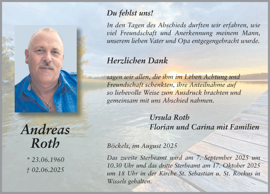 Traueranzeige von Andreas Roth von FZ