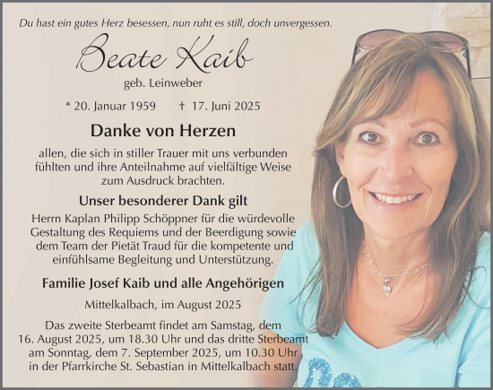 Traueranzeige von Beate Kaib von FZ