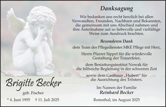 Traueranzeige von Brigitte Becker von FZ