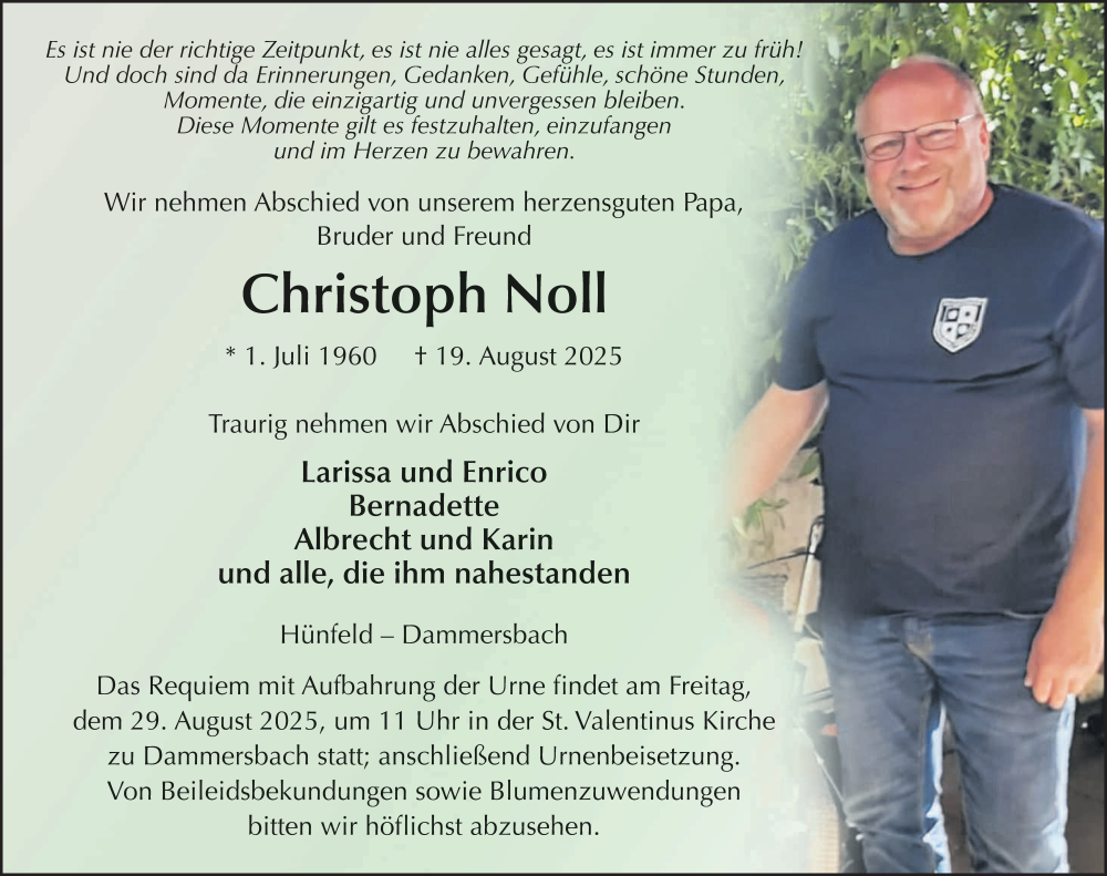  Traueranzeige für Christoph Noll vom 23.08.2025 aus FZ