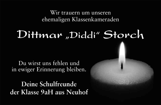 Traueranzeige von Dittmar Storch von FZ